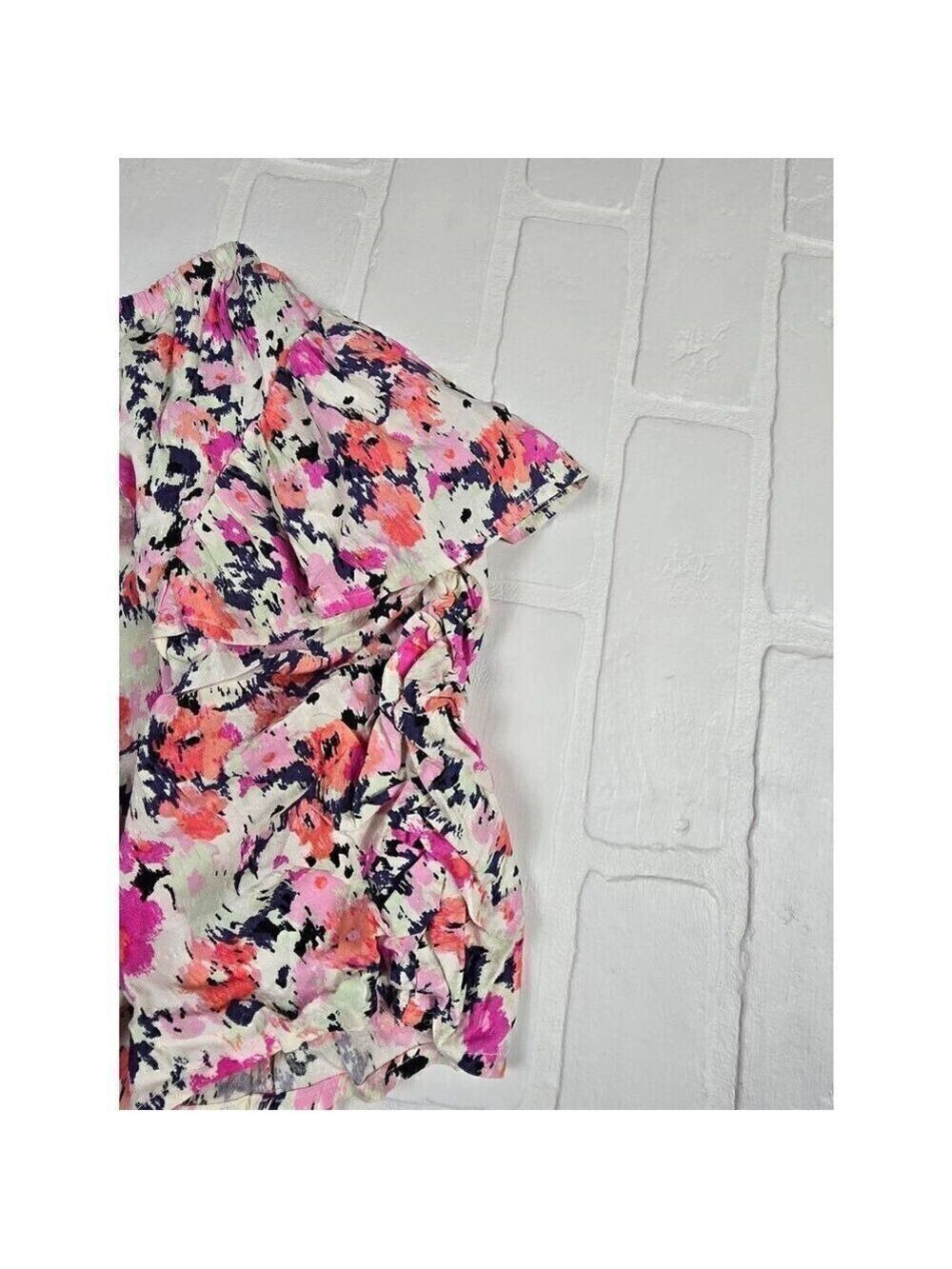 Universal Thread Floral One Shoulder Cropped Blouse Large - Picture 2 of 4
